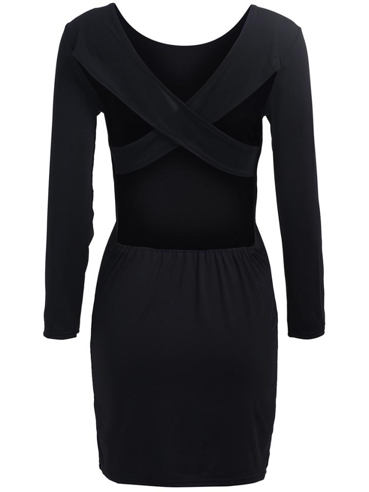 Romwe Back Criss Cross Slim Dress