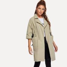 Romwe Dual Pocket Drawstring Coat