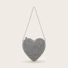 Romwe Rhinestone Decor Heart Shaped Clutch Bag