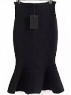 Romwe Jacquard Mermaid Black Knit Skirt