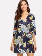 Romwe Tropical Print Tunic Dress