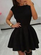 Romwe Black Tied Open Back Fit And Flare Dress