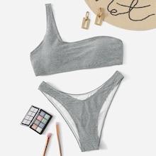 Romwe One Shoulder Top With High Cut Bikini
