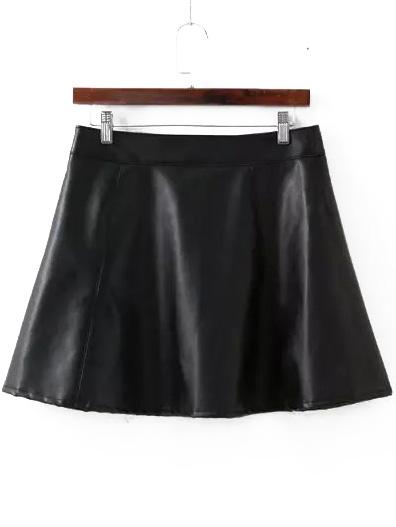 Romwe With Zipper Pu Skirt