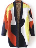 Romwe Color-block Long Sleeve Coat