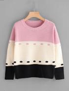 Romwe Color Block Dotted Jumper