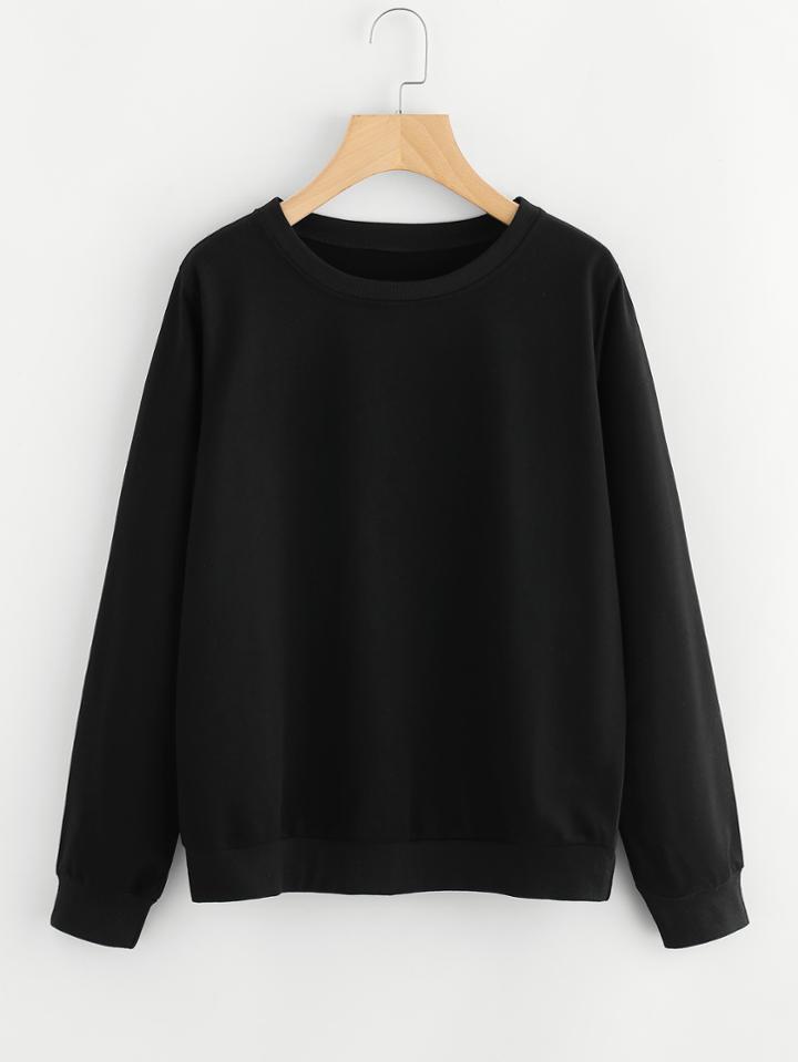 Romwe Rabbit Embroidered Sleeve Sweatshirt