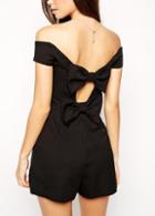 Romwe Off The Shoulder With Bow Jumpsuit
