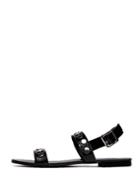 Romwe Black Peep Toe Metal Decorated Buckle Strap Sandals