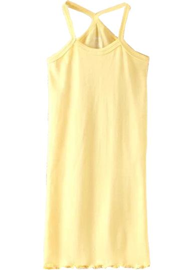 Romwe Yellow Spaghetti Strap Peplun Hem Vest