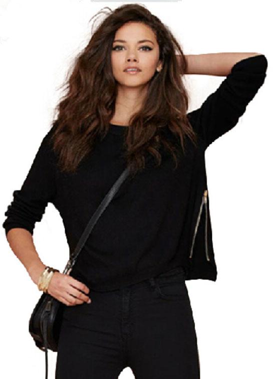 Romwe Zipper Split Loose T-shirt