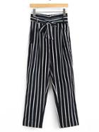 Romwe Tie Waist Vertical Striped Pants
