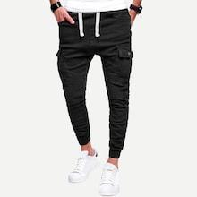 Romwe Men Pocket Detail Ruched Joggers