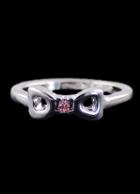 Romwe Silver Diamond Hollow Bow Ring