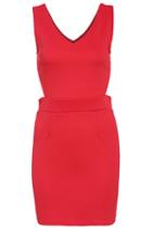 Romwe V Neck Cut Out Bodycon Red Dress