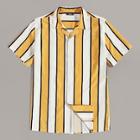 Romwe Guys Revere Collar Colorful Striped Shirt