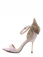 Romwe Pink Peep Toe Butterfly Decorated Pumps