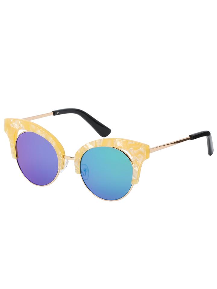 Romwe Coffee Frame Cat Eye Lenses Sunglasses
