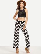 Romwe Chevron Print Wide Leg Pants