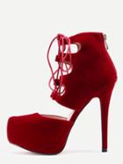 Romwe Burgundy Lace-up Ankle Cuff D'orsey Pumps