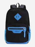 Romwe Black Canvas Front Zipper Double Strap Casual Backpack