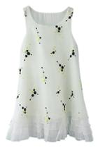 Romwe Romwe Embroidered Flouncing Sleeveless White Dress