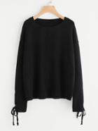 Romwe Lace Up Grommet Sleeve Jumper