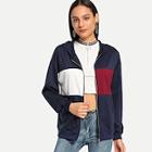 Romwe Color-block Zip Sweatshirt