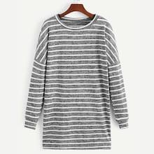 Romwe Drop Shoulder Striped Dress