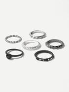 Romwe Spiral Detail Rhinestone Rings Set 5pcs