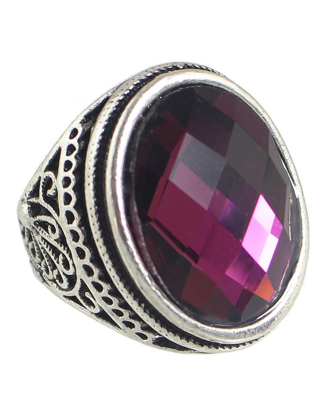 Romwe Purple Big Single Stone Ring