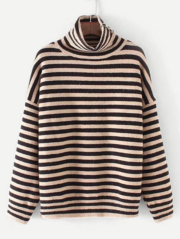 Romwe Turtleneck Striped Knitwear