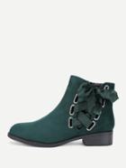 Romwe Lace Up Side Suede Ankle Boots