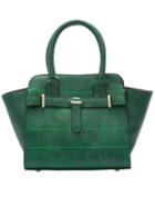 Romwe Green Quilting Plaid Pu Tote Bag