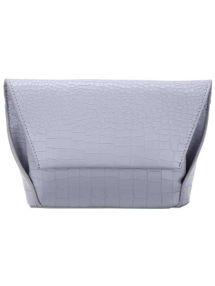 Romwe Blue Crocodile Pu Chain Shoulder Bag