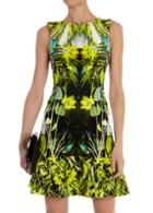Romwe Green Sleeveless Forest Print A Line Dress