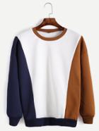Romwe Color Block Contrast Trim Drop Shoulder Sweatshirt