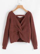 Romwe Twist Back Crop Sweater