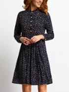 Romwe Florals Pleated Shirt Dress With Buttons
