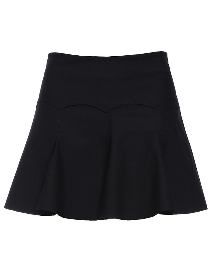 Romwe Slim Flouncing Black Skirt