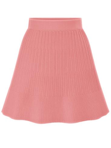Romwe Knit A-line Pink Skirt