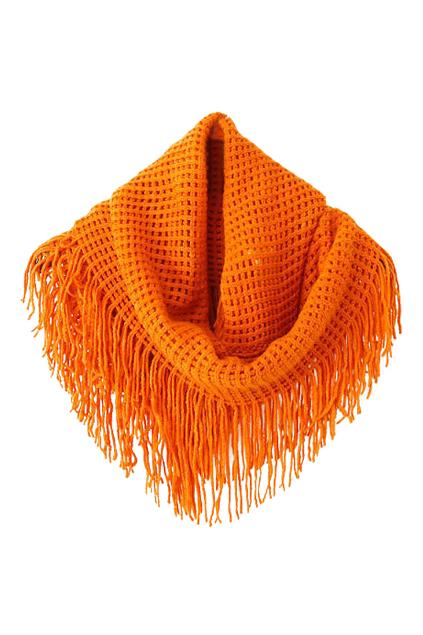 Romwe Tassels Embellished Kintted Orange Scarf