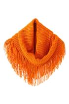 Romwe Tassels Embellished Kintted Orange Scarf
