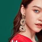 Romwe Layered Textured Disc Drop Earrings