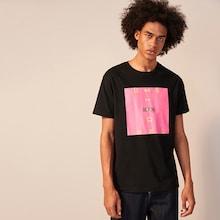 Romwe Guys Contrast Panel Letter Print Top