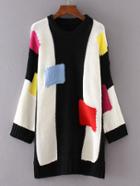 Romwe Color Block Drop Shoulder Sweater Dress