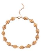 Romwe Gold Metal Floral Hollow Out Choker Necklace