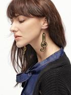 Romwe Note Shaped Statement Drop Earrings