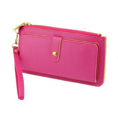 Romwe Zipper Pu Leather Clutches Bag
