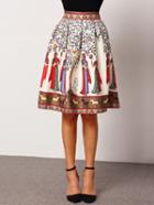Romwe Colour High Waist Tribal Print Skirt